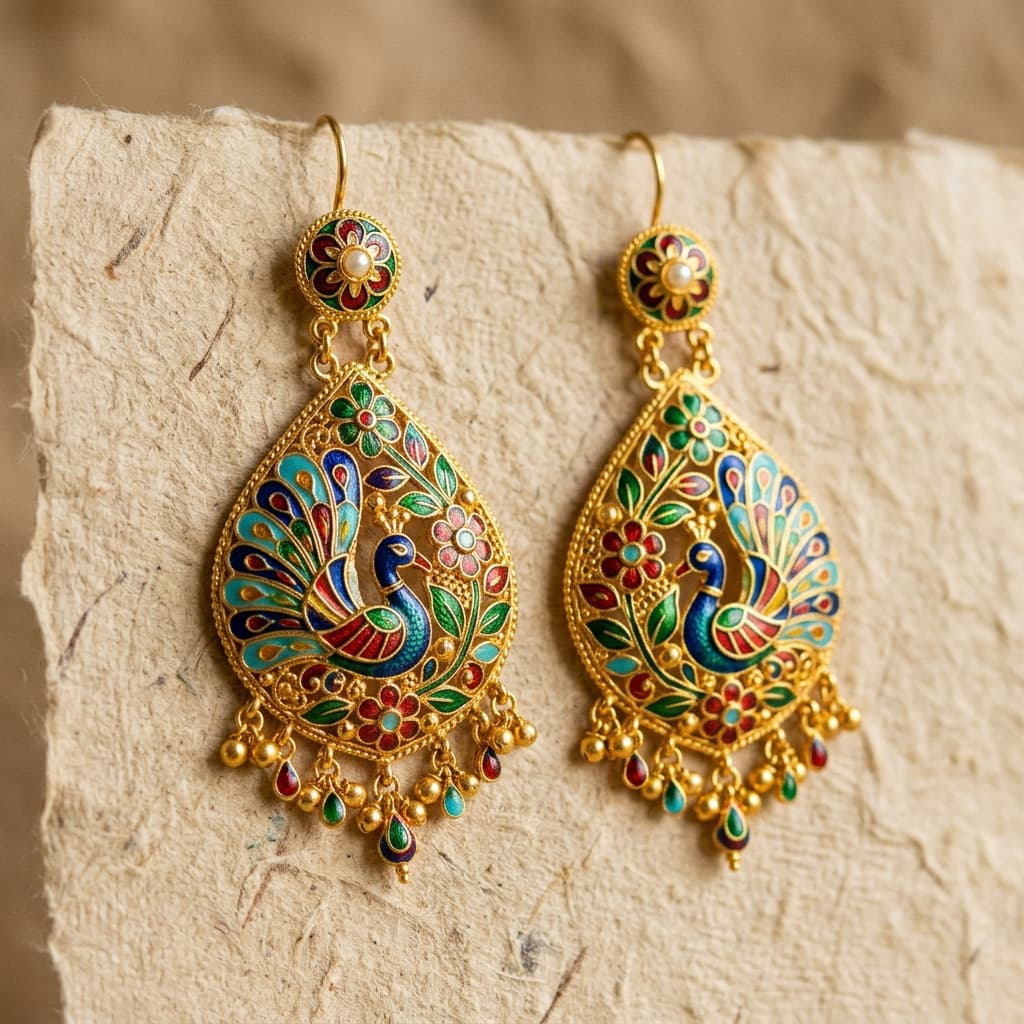 The Dhvani Drops (Jhumka Earring) — Madhubani Edition